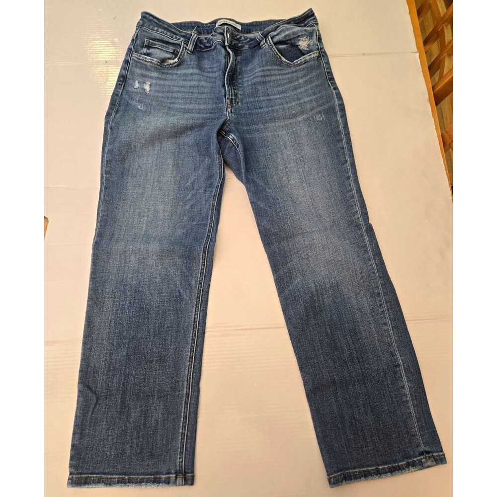 Flying Monkey Women’s Jeans Size 32 Straight Leg Distressed Stretch Medium Wash